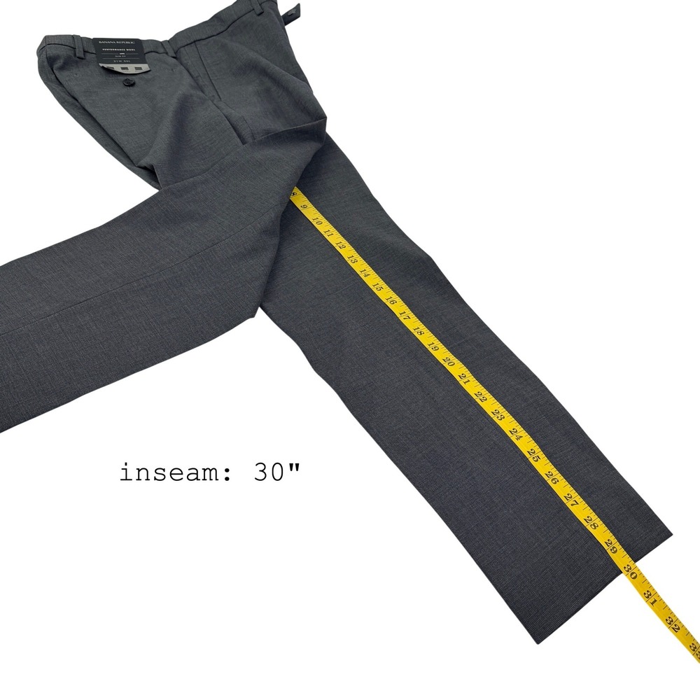 Banana Republic Performance Wool Slim Fit Dress Pants Charcoal Gray 31x30 NWT - Picture 4 of 7